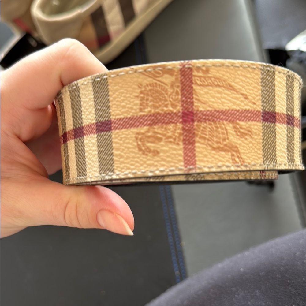 Burberry Tan and Red Checkered Belt